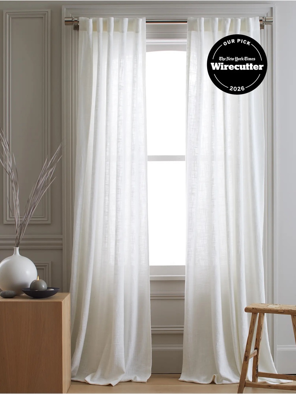 NWOT QUINCE Set Of 2 48x96 Cotton Sheer Curtains White 0081